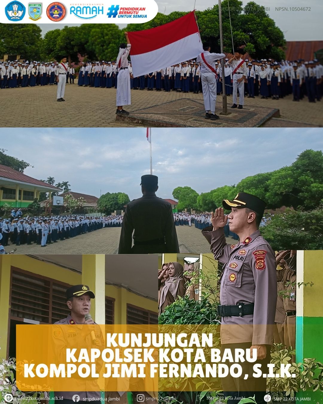 Kapolsek Kota Baru Pimpin Upacara Bendera di SMPN 22 Kota Jambi